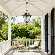 Minimalist Outdoor Pendant Light — Sand Black Aluminum, Frosted Glass, 9W Warm, IP44, 1-Light
