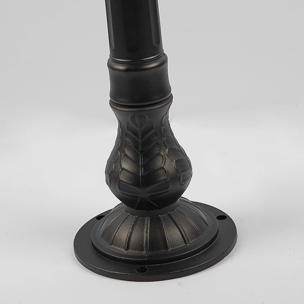 Retro Cracked-Shade Outdoor Post Light — Black Iron & PC, E27, IP54 Weatherproof, 8" x 33"