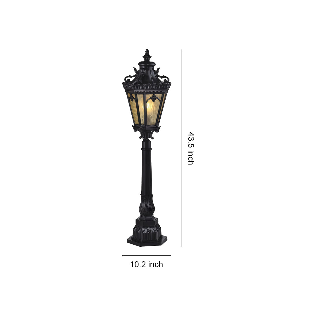 Aluminum Garden Bollard Path Light — Black, 18W E26, IP44, Warm White 3000K, 43.5" H