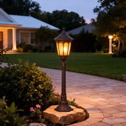 Traditional Column Outdoor Post Path Light — Sand-Black Aluminum, 18W LED, IP44, 48" Height
