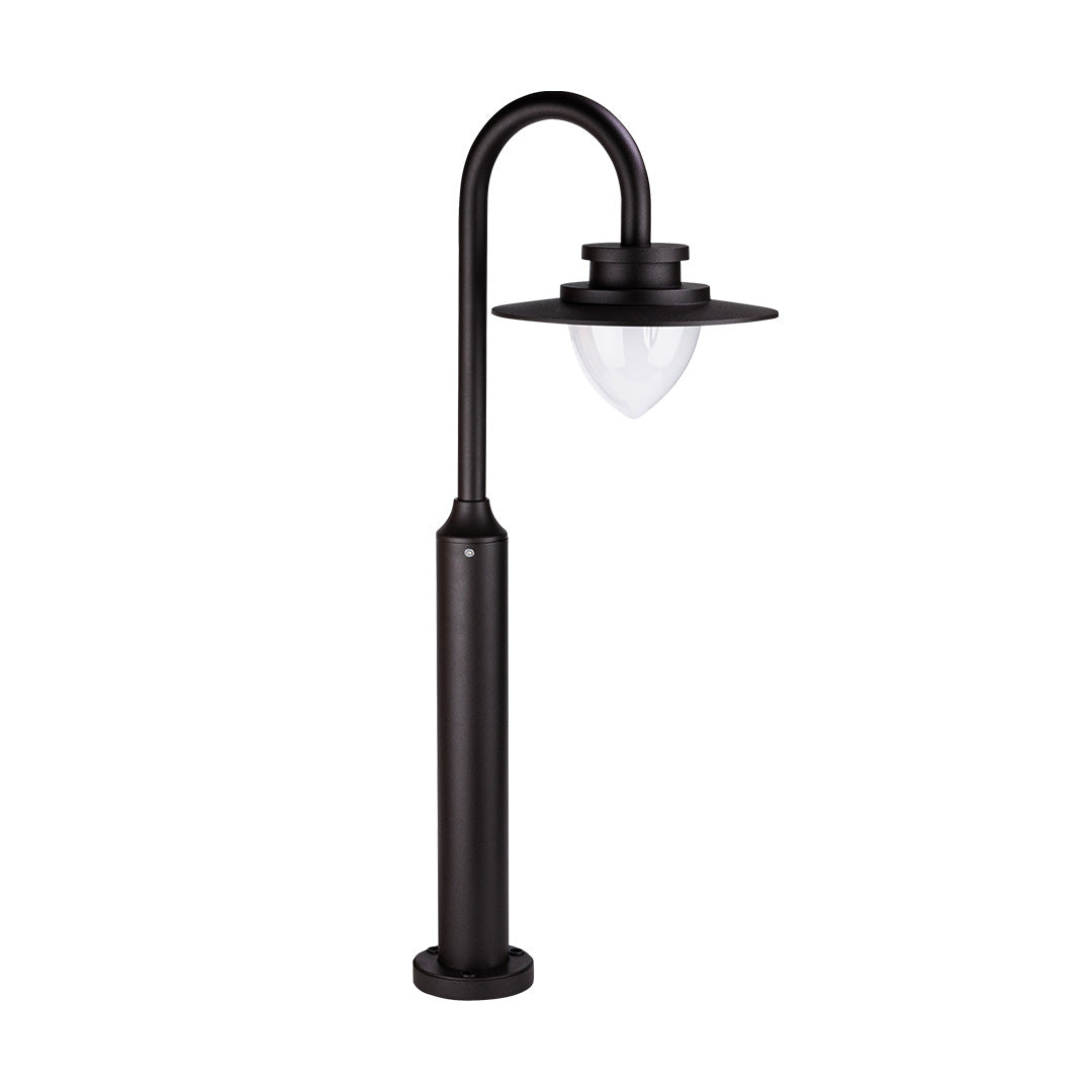 Minimalist Gooseneck Path Light — Die-Cast Aluminum, Matte Black, CREE-COB 8W LED, 3000K, IP65, 80cm