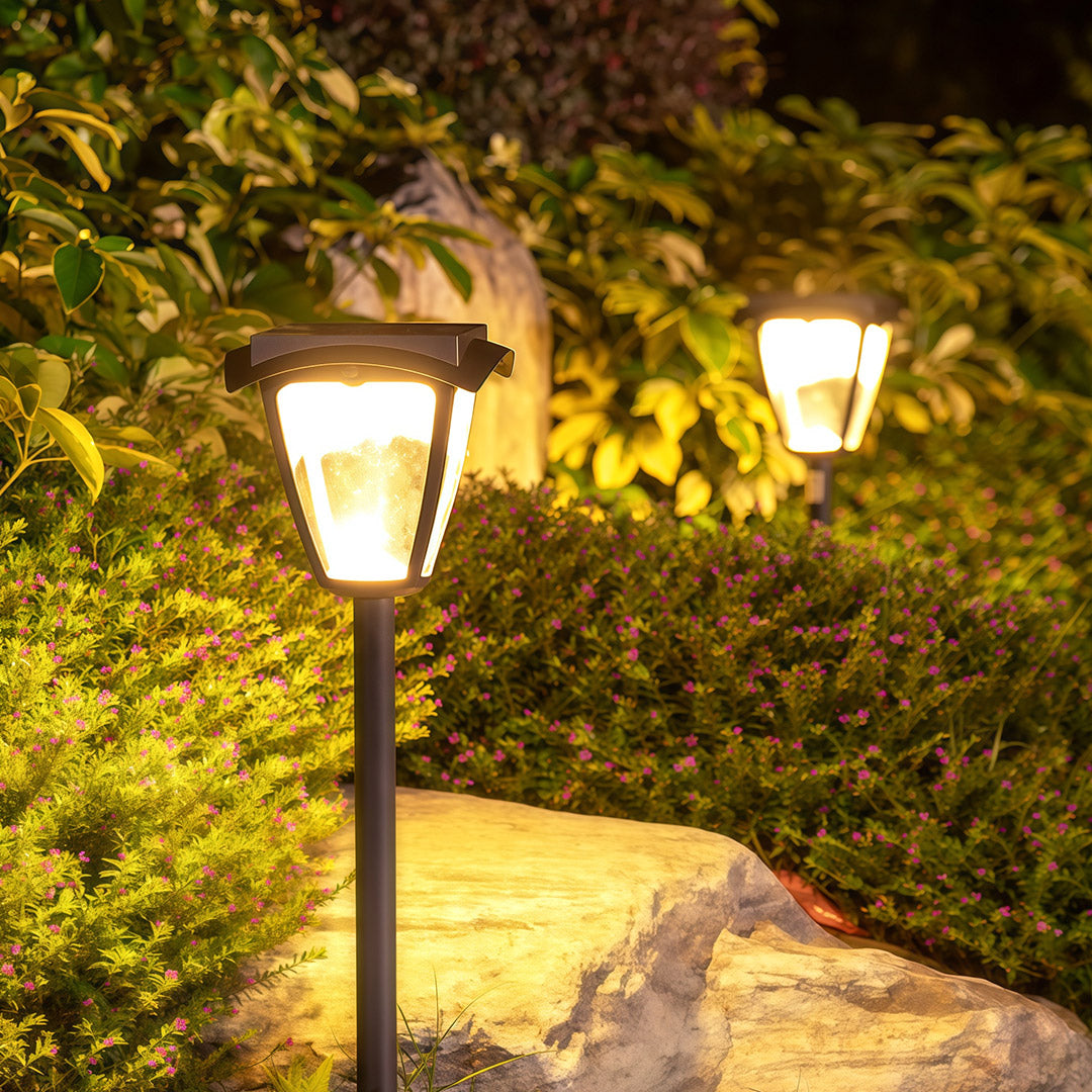 Solar Path Light — Black Aluminum, LED, Dual Color Temperature (3000K/6000K), IP65 Weatherproof