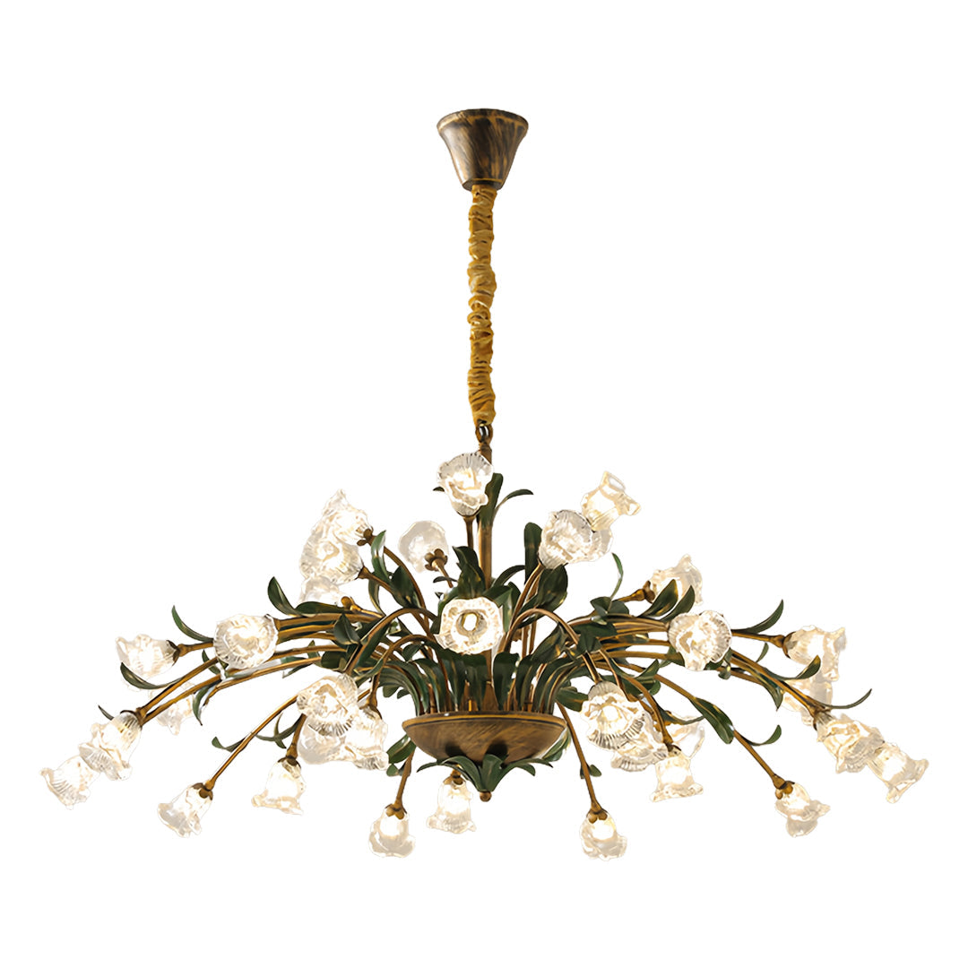 Vintage Floral Branch Chandelier — Iron and Glass, G4 3-Step Dimming, 12 to 35-Head
