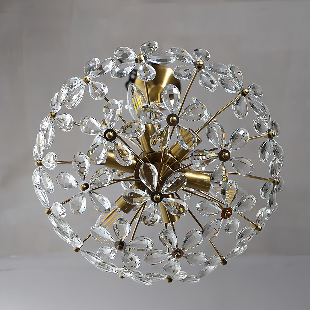 Crystal Flower Chandelier — Iron, French Country, Three-Color Dimming, E14, 45cm / 60cm