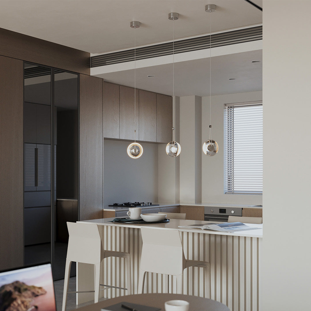 Modern Minimalist Crystal Mini Pendant — Clear Metal Frame, 8W LED, 78.7" Adjustable Chain