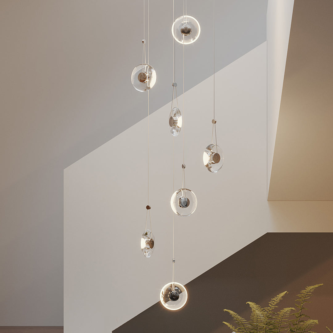 Modern Minimalist Crystal Mini Pendant — Clear Metal Frame, 8W LED, 78.7" Adjustable Chain
