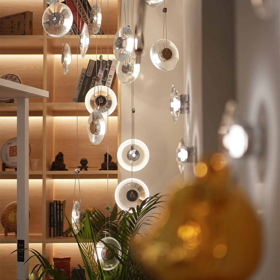 Modern Minimalist Crystal Mini Pendant — Clear Metal Frame, 8W LED, 78.7" Adjustable Chain