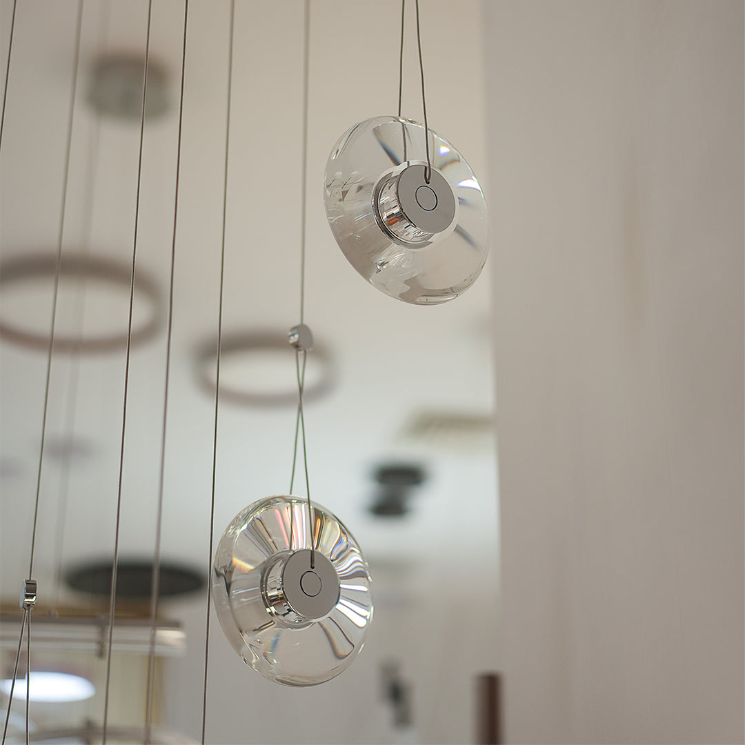 Modern Minimalist Crystal Mini Pendant — Clear Metal Frame, 8W LED, 78.7" Adjustable Chain