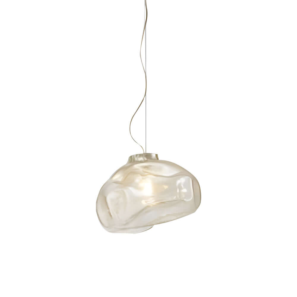 Hand-Blown Textured Glass Mini Pendant — Steel Wire, 12W 3000K, Available in Teal or Ash