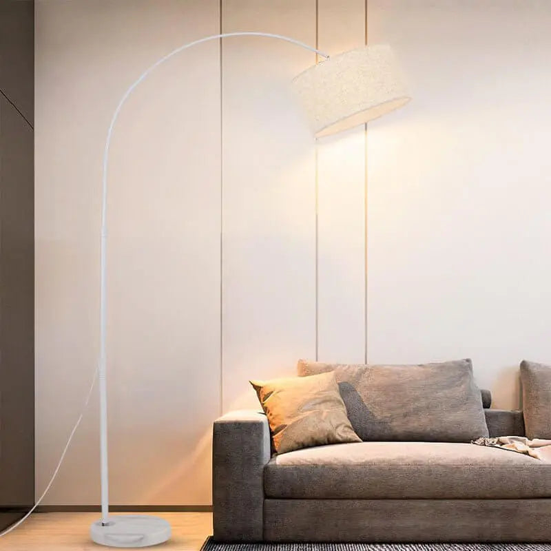 Adjustable Arc Floor Lamp with Marble Base and Shaded Design Luxe