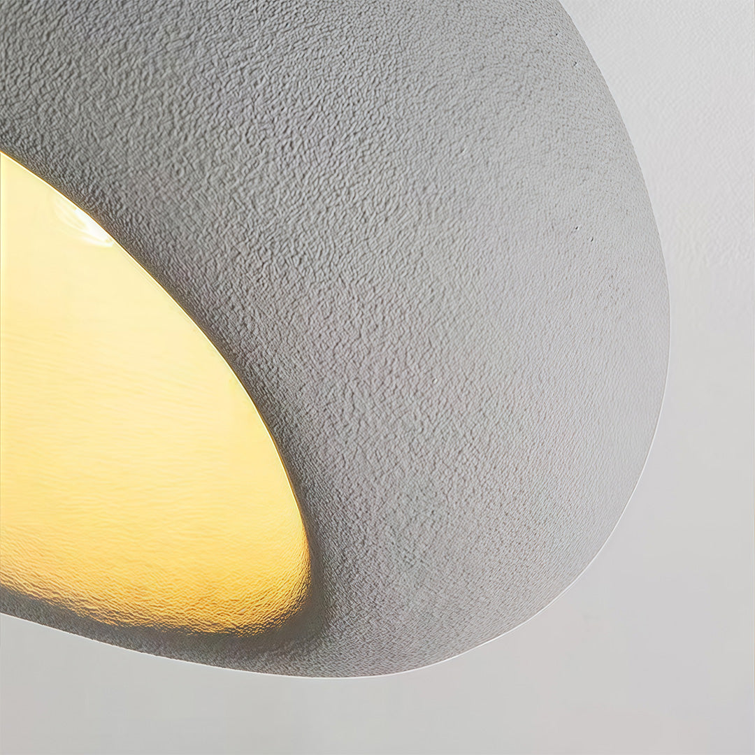 Art Deco Wabi-Sabi Flush Mount / Pendant — White Metal, PS Diffuser, 12W Dimmable, Remote Control