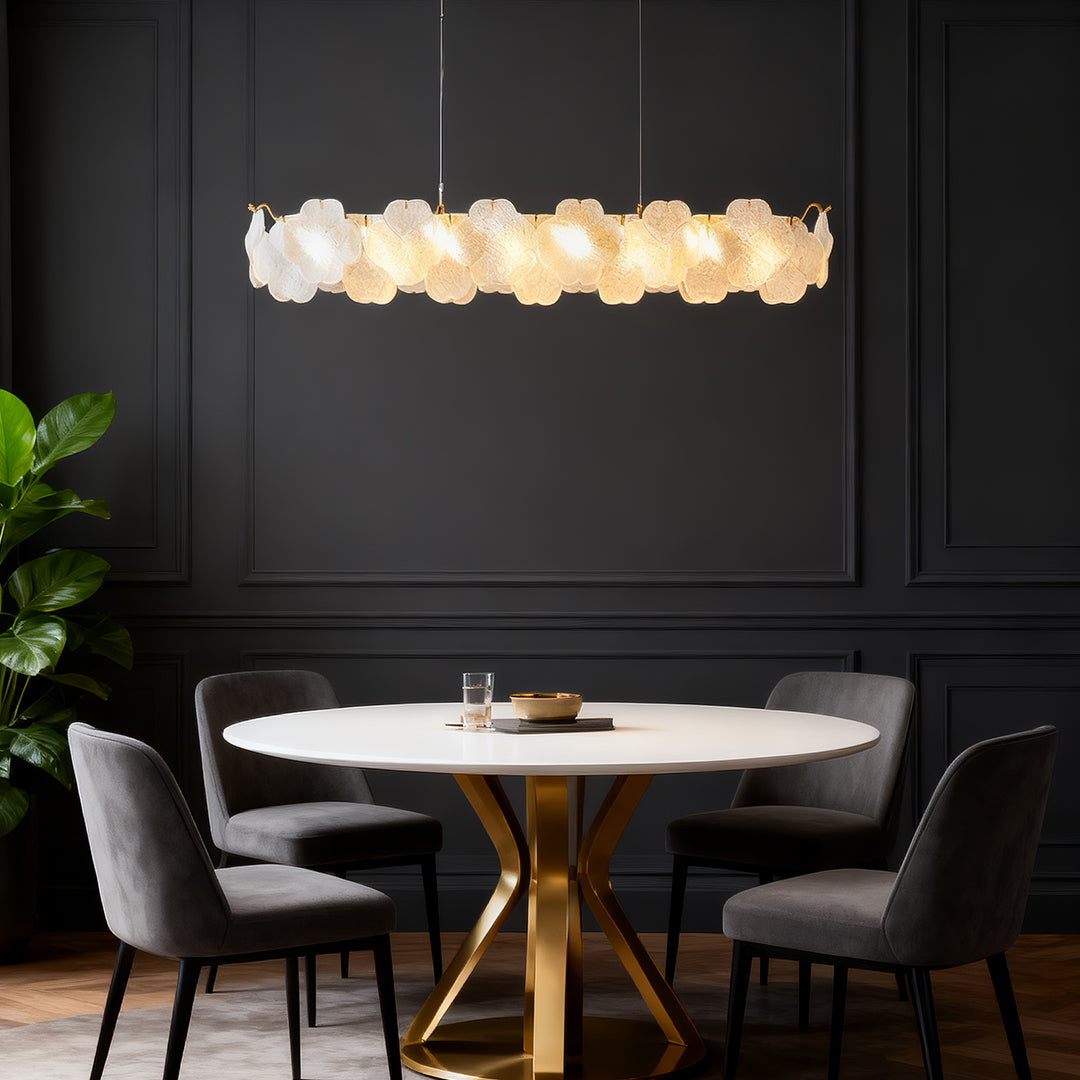 French Country Flower Chandelier — Iron and Glass, 3-Step Dimming, Adjustable Chain, Single / Double-Layer or Long-Row
