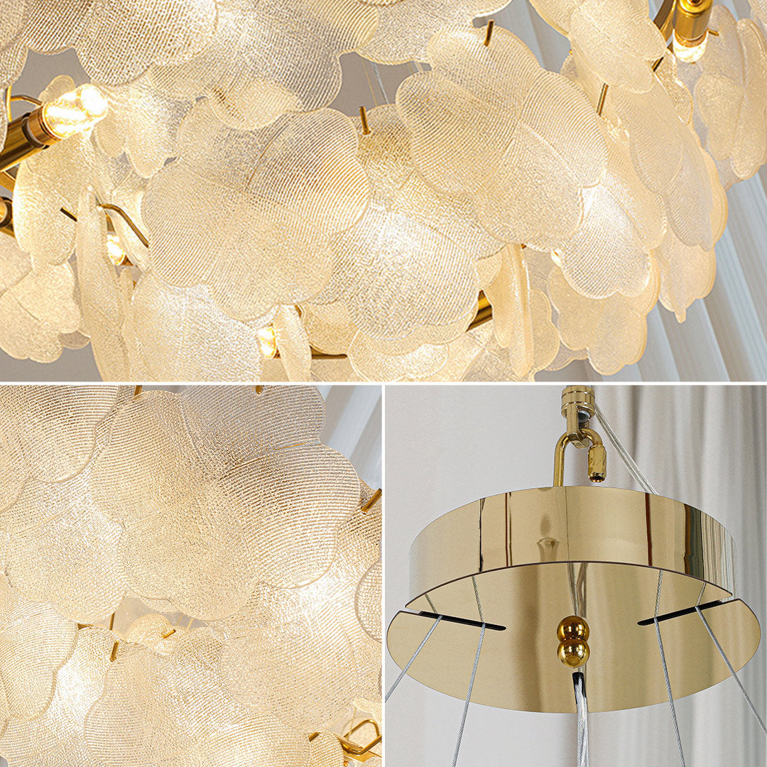 French Country Flower Chandelier — Iron and Glass, 3-Step Dimming, Adjustable Chain, Single / Double-Layer or Long-Row