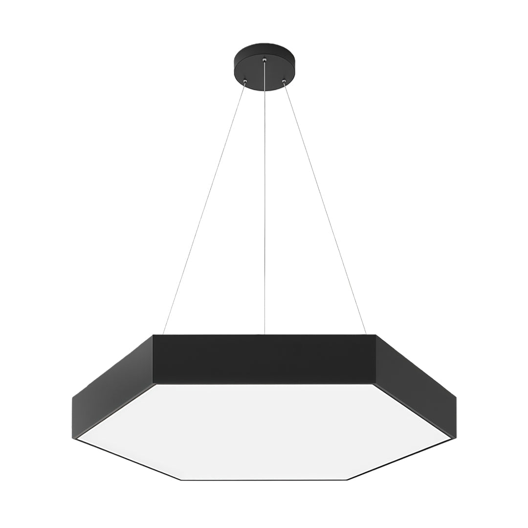 Hexagonal Geometric Honeycomb LED Pendant — Iron, Acrylic Shade, 6 Sizes, 39.4" Adjustable Chain, Black or White