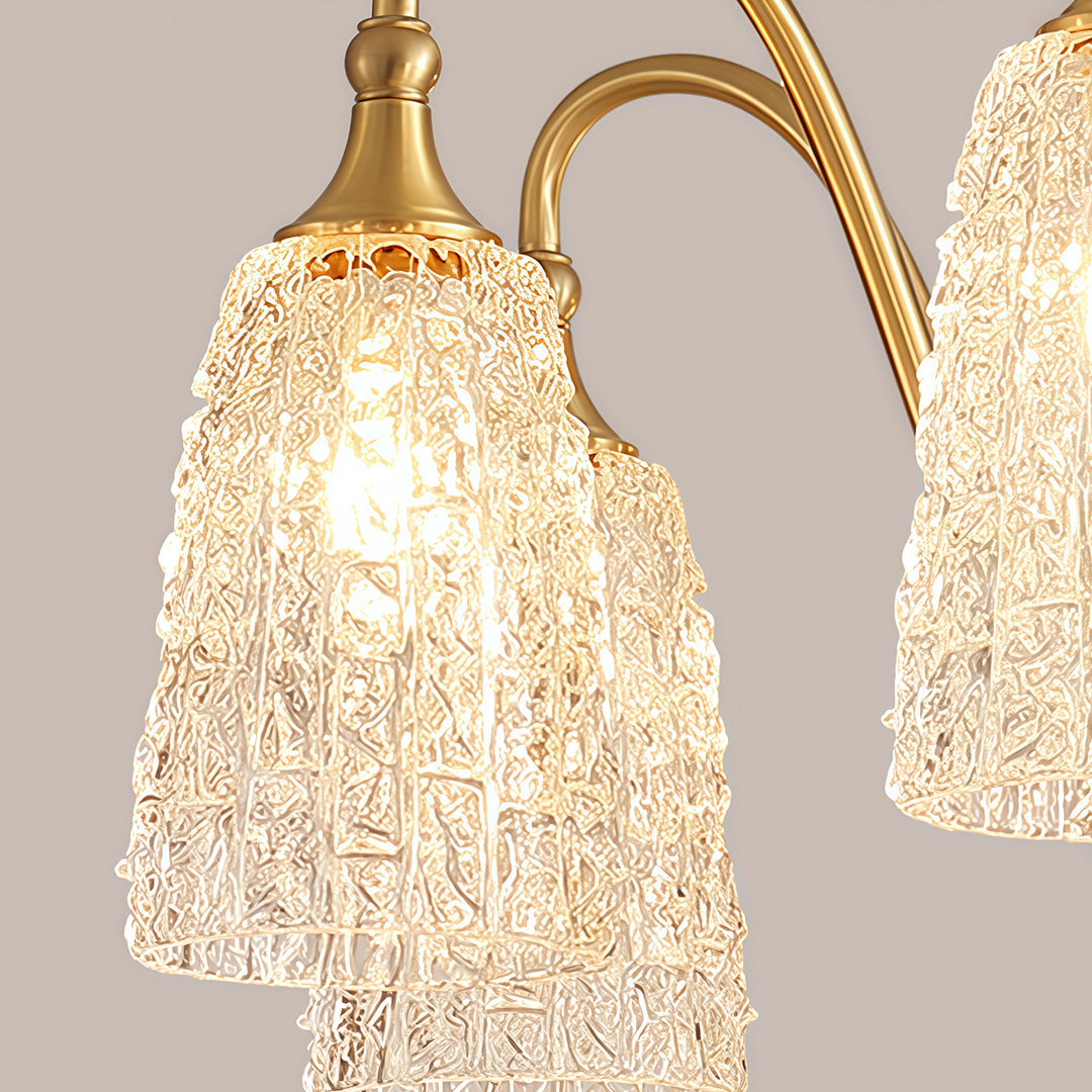 Ornate Vintage Brass Chandelier — Solid Brass and Glass, 5/6/8-Light, Three-Color Dimming (3000K/4500K/6000K), Adjustable Length