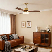 Remote-Controlled Wooden 3-Blade Ceiling Fan with Light Luxe