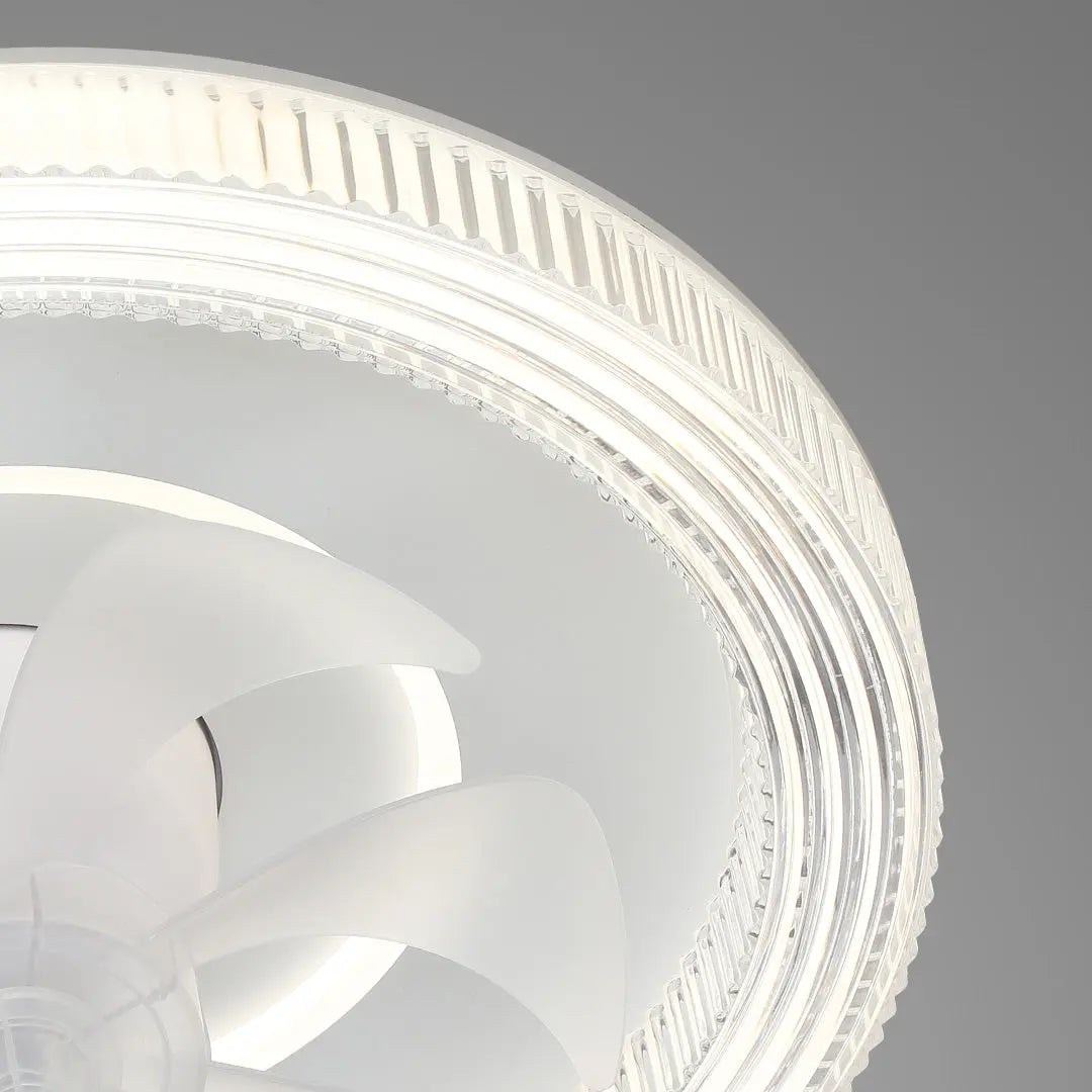 Simple LED Lamp Circular Ceiling Fan with White Finish and Light Luxe