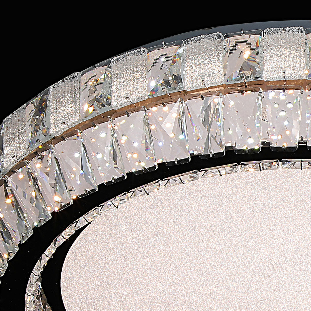 Linear Geometric Crystal Flush Mount — Stainless Steel, Dual-Color 3000K/6000K, 100cm or 120cm