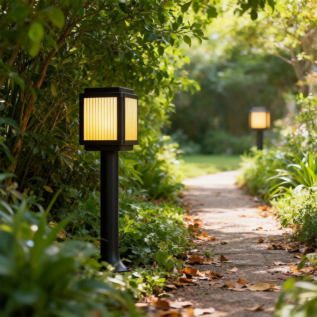 Modern Solar Post-Top Path Light — Black Aluminum, LED, 3-Step Dimming (3000K/4000K/6000K), Remote Control, IP54, 23.6"