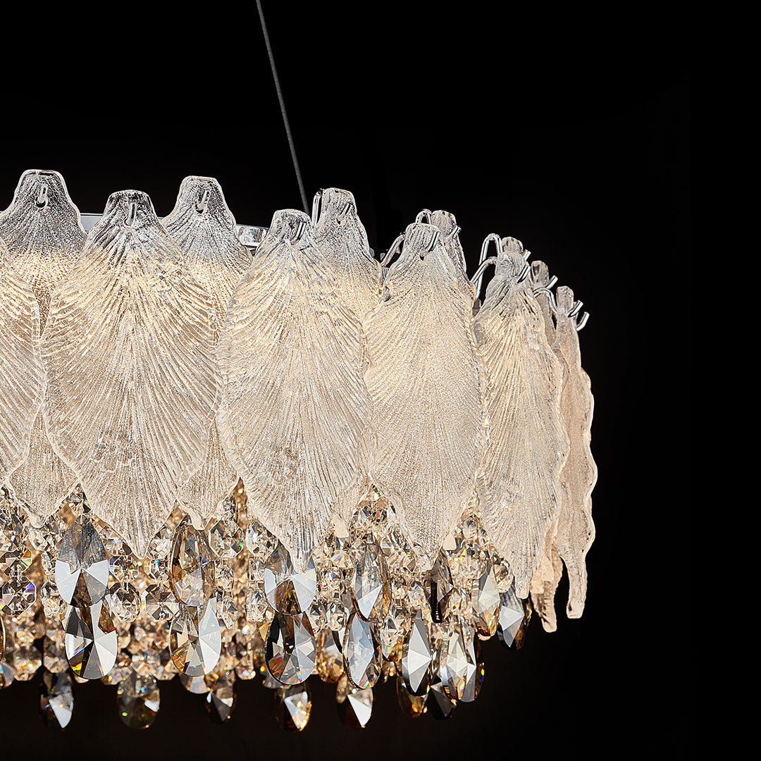 French Country Crystal Chandelier — Champagne Gold Carbon Steel, LED, 3-Step Dimming, 59.1" Adjustable Chain