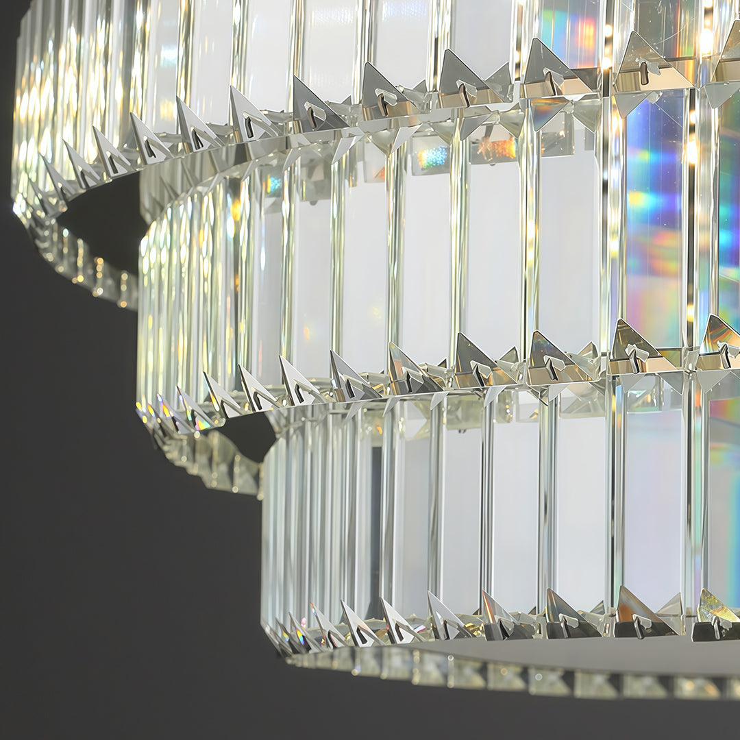 Crystal LED Flush-Mount Light — Chrome Steel, Full-Spectrum Eye-Protection, 3-Color Dimming, Round or Rectangular