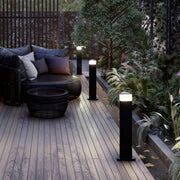 Modern Cylindrical Bollard Path Light — Black Aluminum, White Acrylic, 7W LED, IP54, 400/600/800mm