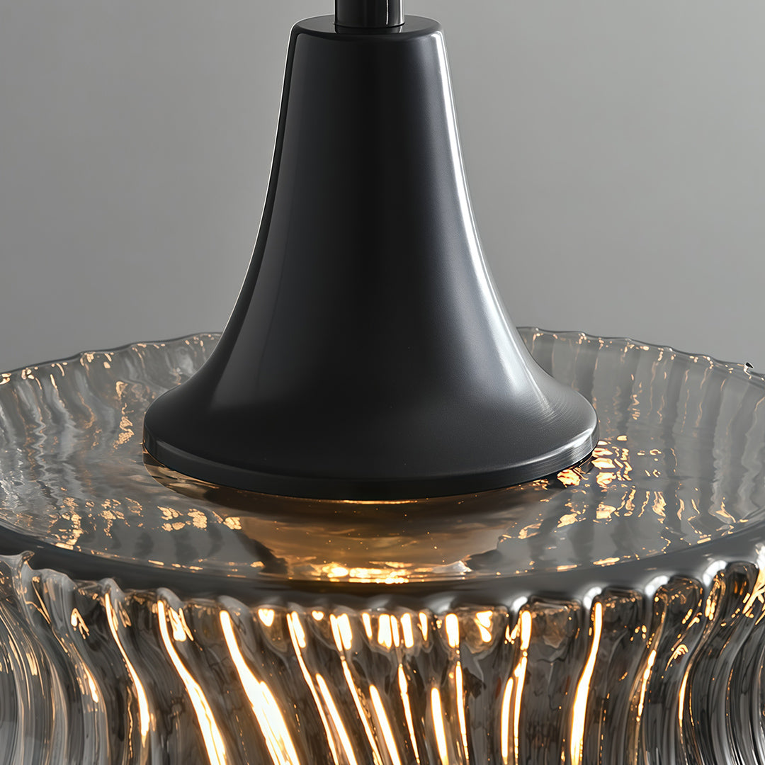 Glass Drum Mini Pendant — Copper-Black, 1-Light, 6W, 3-Step Dimming (3000K/4500K/6000K), Adjustable Cord