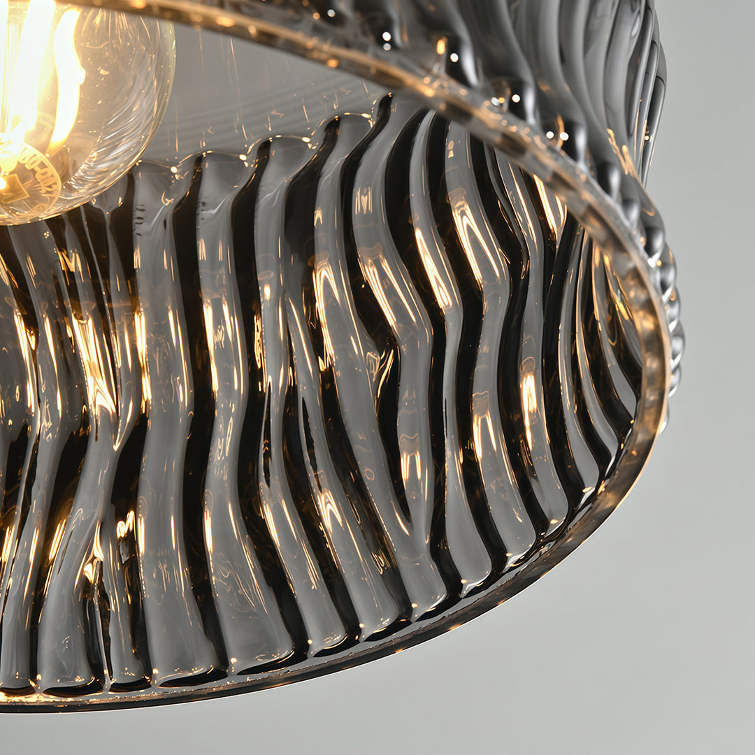 Glass Drum Mini Pendant — Copper-Black, 1-Light, 6W, 3-Step Dimming (3000K/4500K/6000K), Adjustable Cord