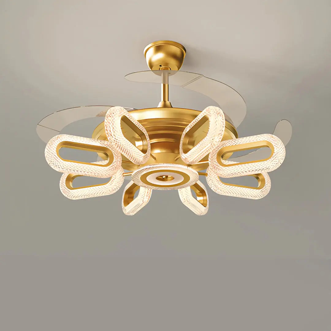LED Gold Ceiling Fan with Light - Bright Iron Ceiling Fan Lighting Luxe