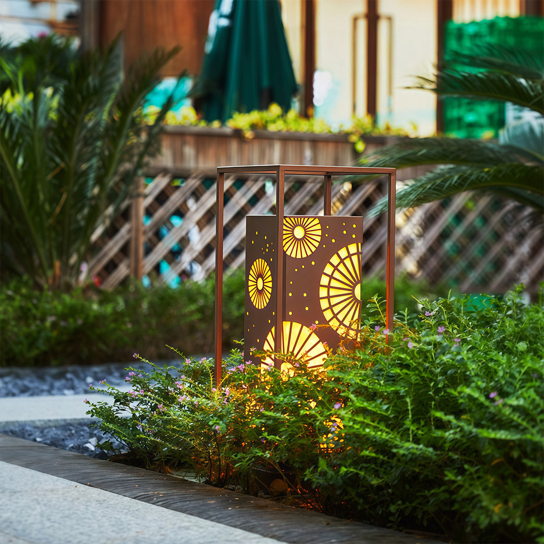 LED Bollard Light — Stainless Steel with Faux Marble Shade, Three-Color Dimming, IP54, 21.7"