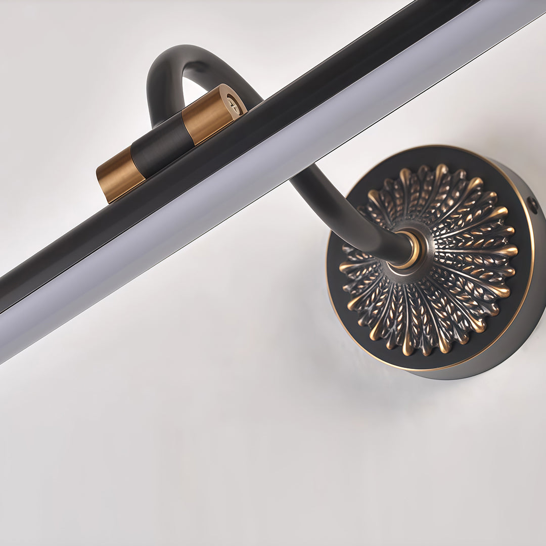 Retro Tube Vanity Light Bar — Full Copper, White Acrylic, LED 4000K, 240° Adjustable, 9W–16W, 17.7"–29.5"