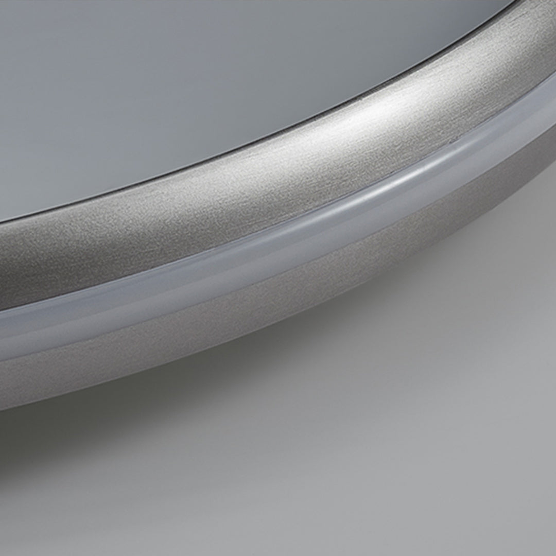 Minimalist LED Flush-Mount Ceiling Light — Silver Metal, White Acrylic Shade, Dimmable 3000K–6000K, 40cm / 50cm