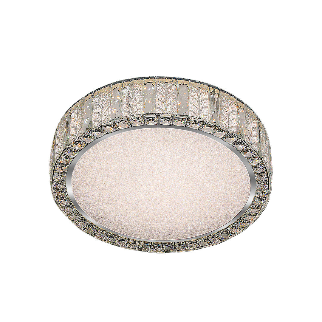 Round Crystal Flush-Mount Ceiling Light — Titanium Gold Stainless Steel, LED, Dual-Color Temperature, 50cm / 60cm