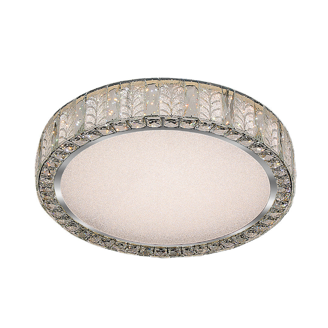 Round Crystal Flush-Mount Ceiling Light — Titanium Gold Stainless Steel, LED, Dual-Color Temperature, 50cm / 60cm
