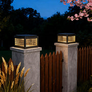 Modern Outdoor Pillar Post Light — Aluminum & Acrylic, Solar / Hardwired, Four-Color LED, IP54, 25CM–40CM