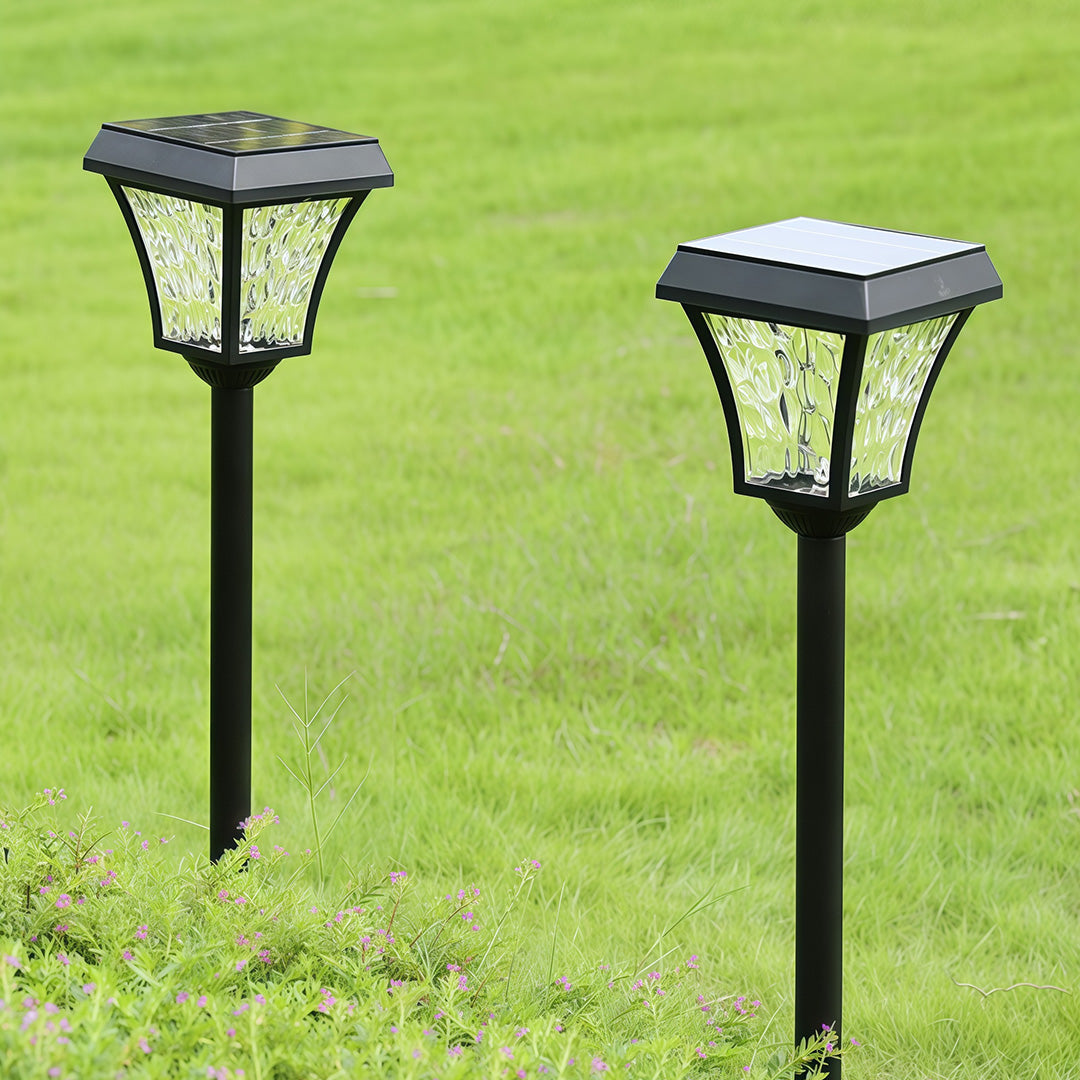 Solar Pathway Light — Black Die-Cast Aluminum, 2W LED, Dual Color Temperature (3000K / 6000K), IP65 Weatherproof, 28.74" H