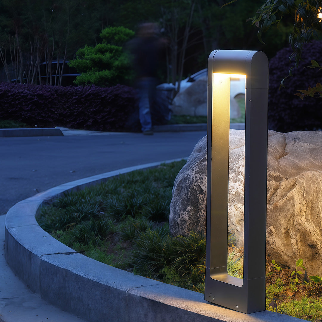 Minimalist Black Square Outdoor Bollard Lights for Pathways