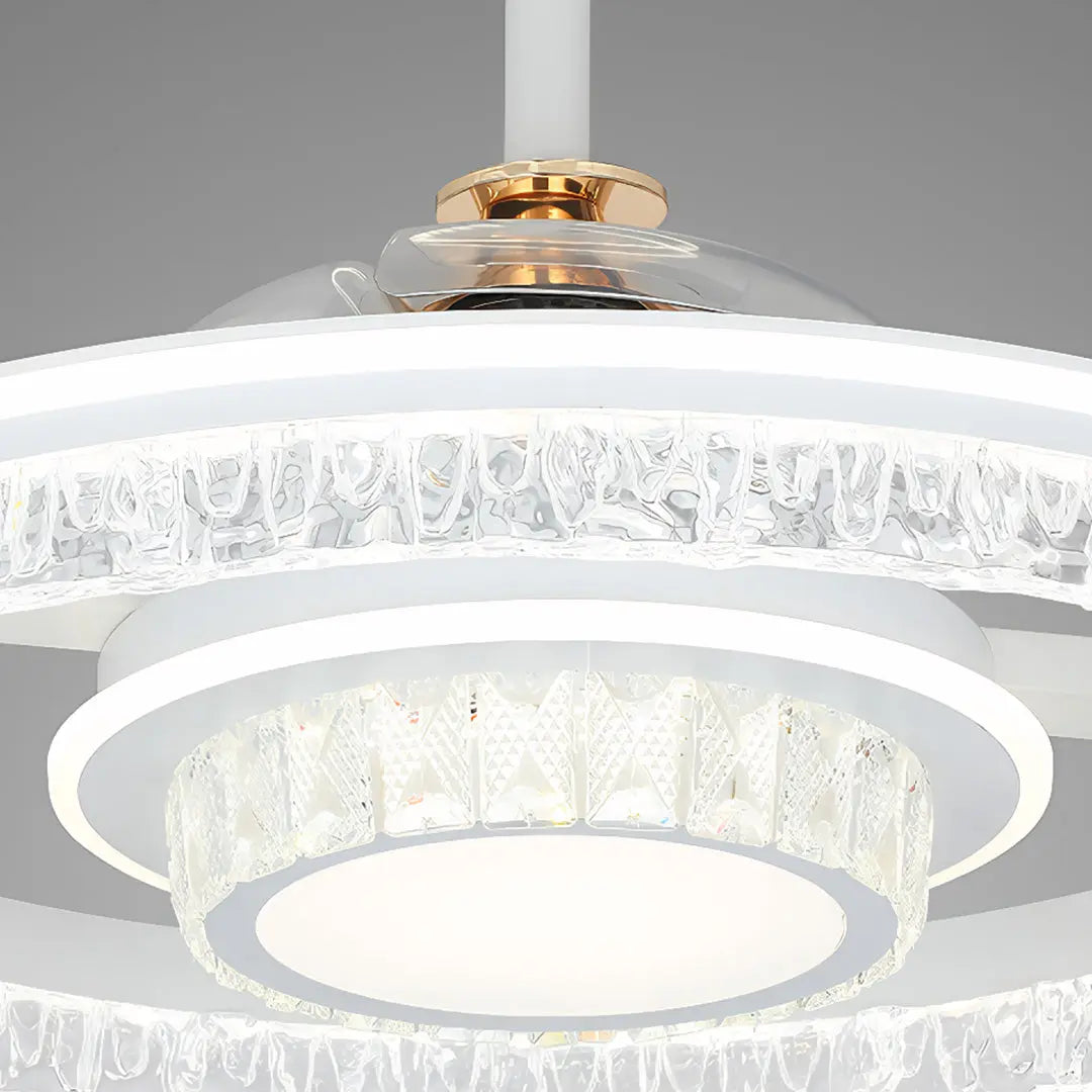 Nordic Luxury Ceiling Fan with Round Light and White Aluminum Body Luxe
