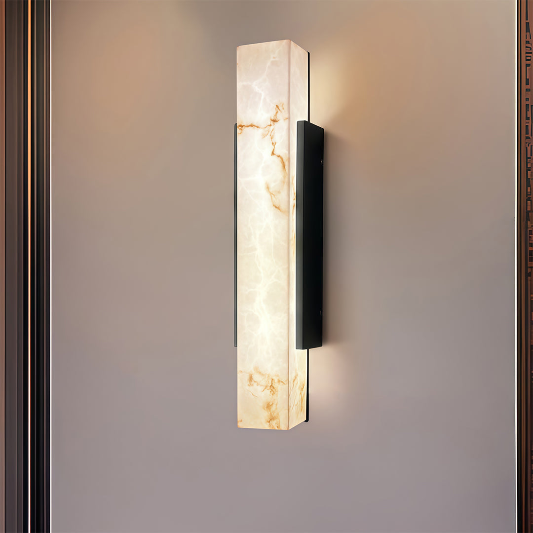 Square Cloud Stone Linear Outdoor Wall Sconce — White Stainless Steel, Integrated LED, 50cm / 60cm / 80cm