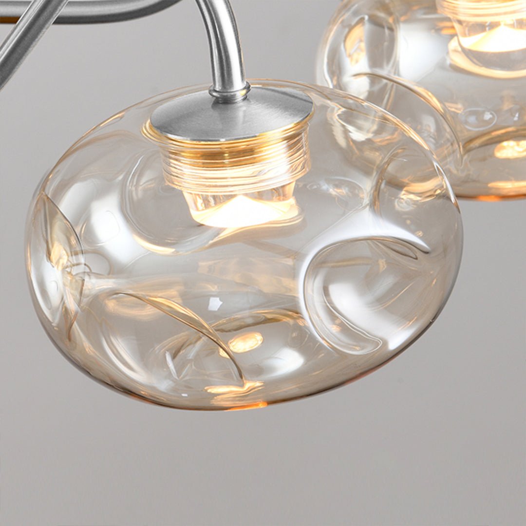 Magic Bean Art Glass Chandelier — Wrought Iron, Ribbed Glass, Full-Spectrum LED, 3-Color Dimming, 8-Light / 12-Light