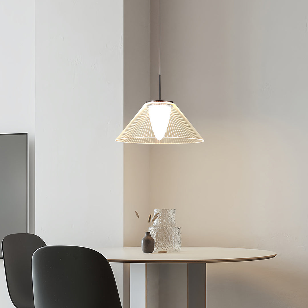 Minimalist Clear Glass Pendant Light — Stainless Steel, Black, 7W LED, 3000K, Adjustable Cord, 14.96" Wide