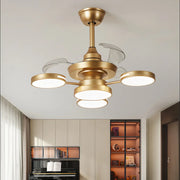 French Vintage Iron Art Ceiling Fan with Four Lights and 3 Blades Luxe