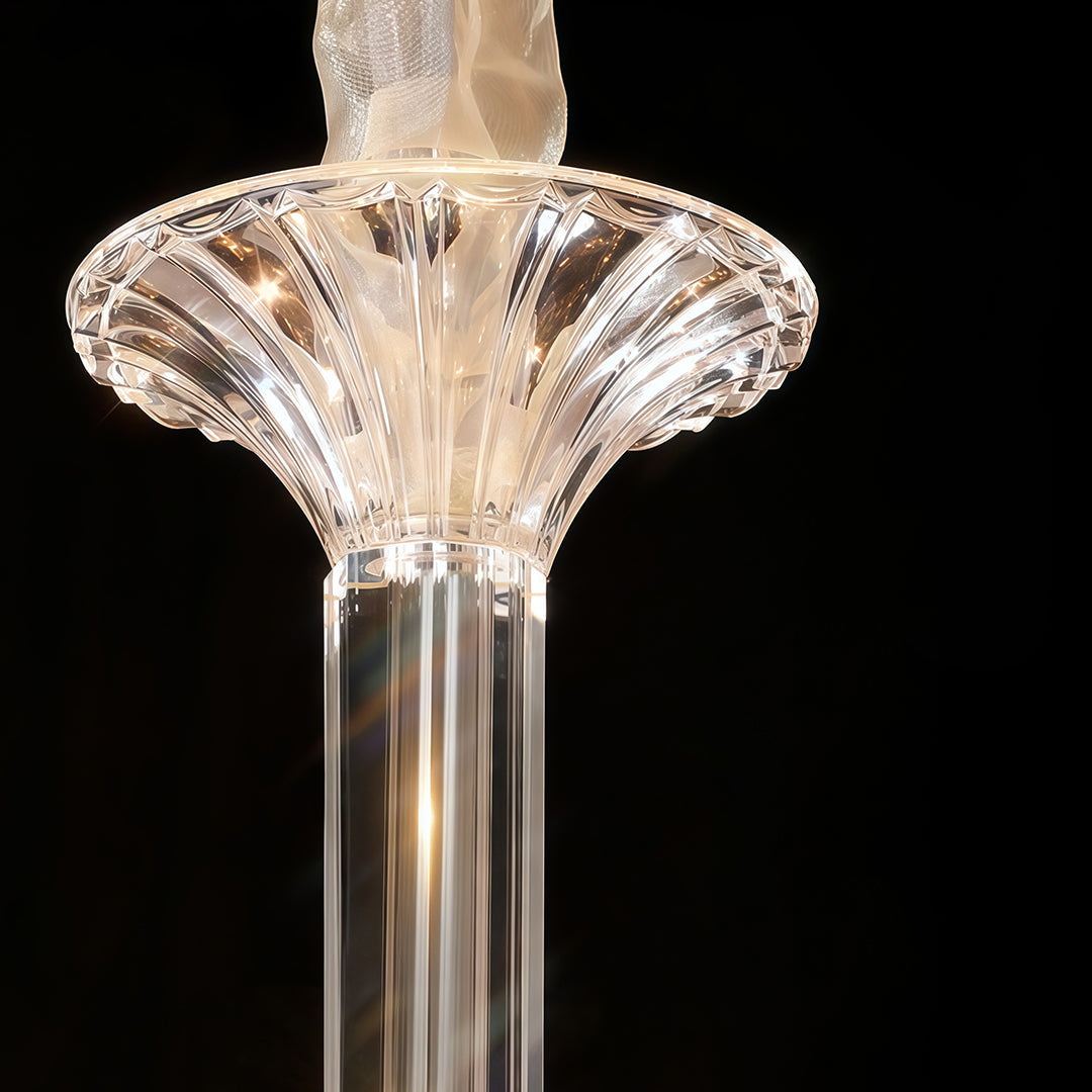 French Art Glass Chandelier — Clear Glass & Metal, 3-Step Dimming, E14, 12-Light or 18-Light