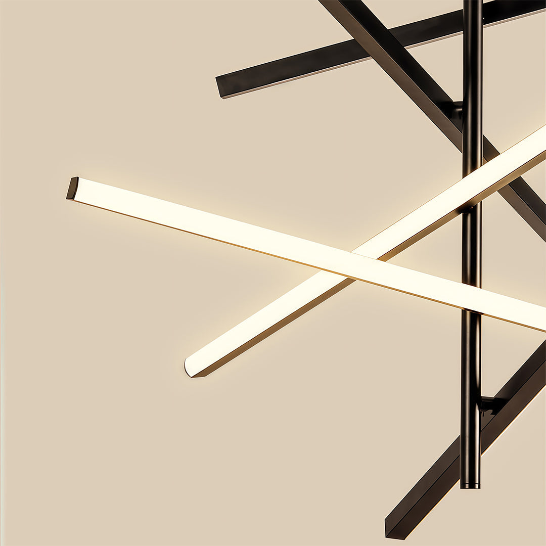 Adjustable Iron Linear Chandelier — Black or White, 3-Light or 5-Light, 25W/50W LED, Three-Color Dimming, Silicone Shade