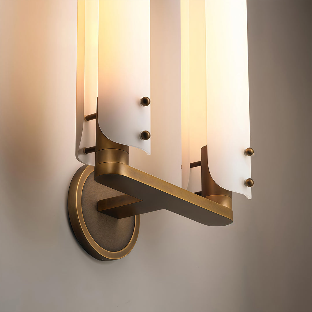 Art Deco Linear Wall Sconce — Solid Brass and Glass, E14, 3-Step Dimming, 1-, 2-, or 4-Light