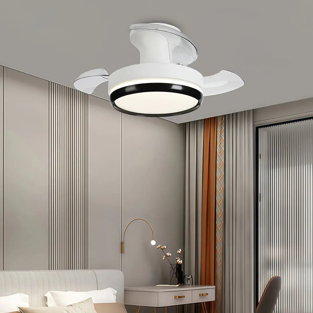 Minimalist 3-Blade LED Ceiling Fan Lamp with Remote Control and Dimming Light Luxe