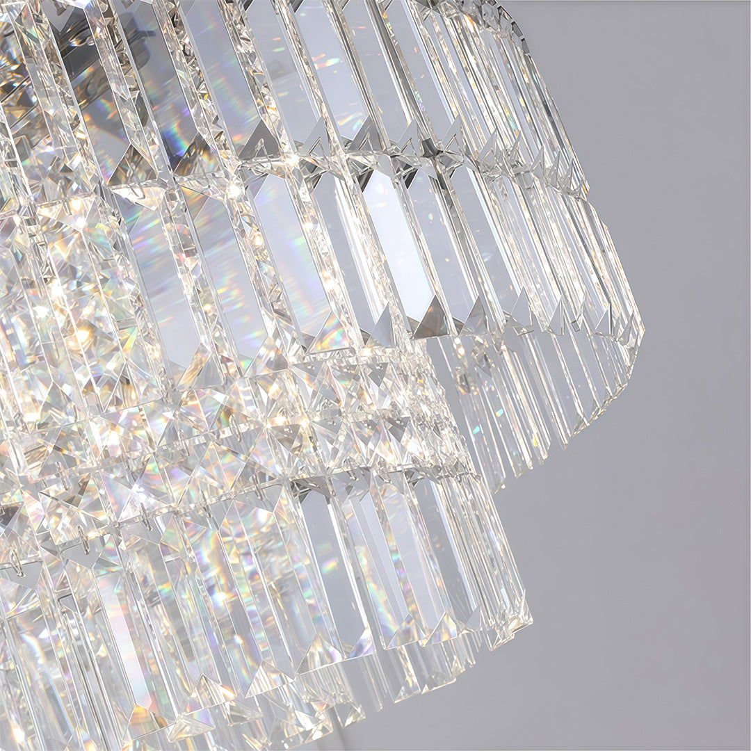 Minimalist Round Crystal Chandelier — Stainless Steel, E14, Three-Color Dimming, Adjustable Hang, 60cm / 80cm / 120cm