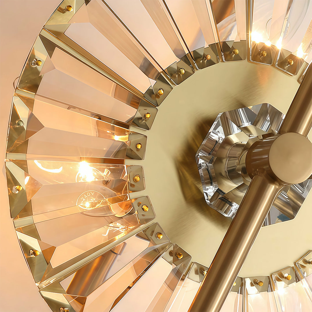 Vertical Crystal Wall Sconce — Gold Iron Frame, E14, Hardwired, 24.8" Minimalist