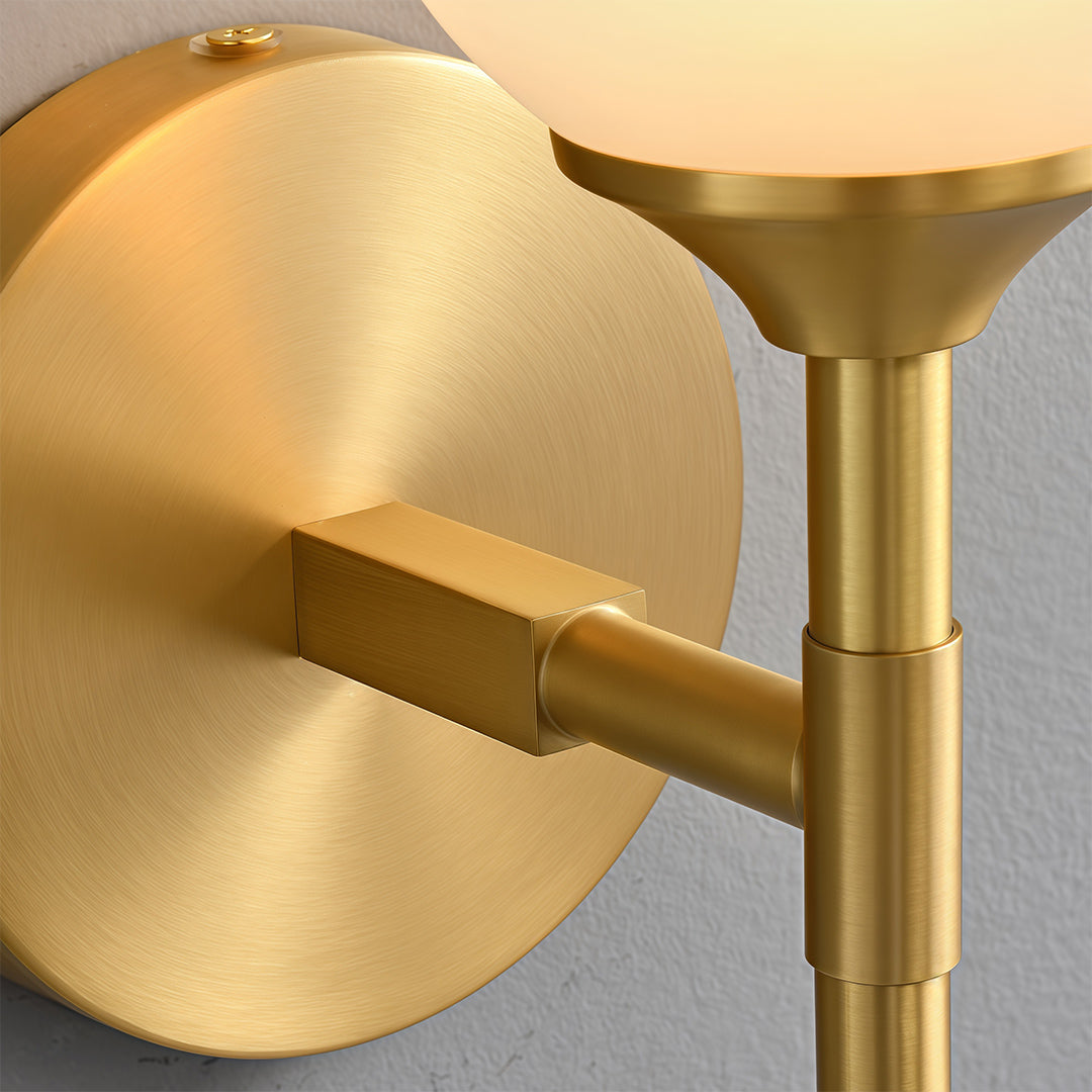 Single-Head Glass Wall Sconce — Full Copper Frame, Clear Glass Shade, G9, Hardwired, Black / Copper / Nickel