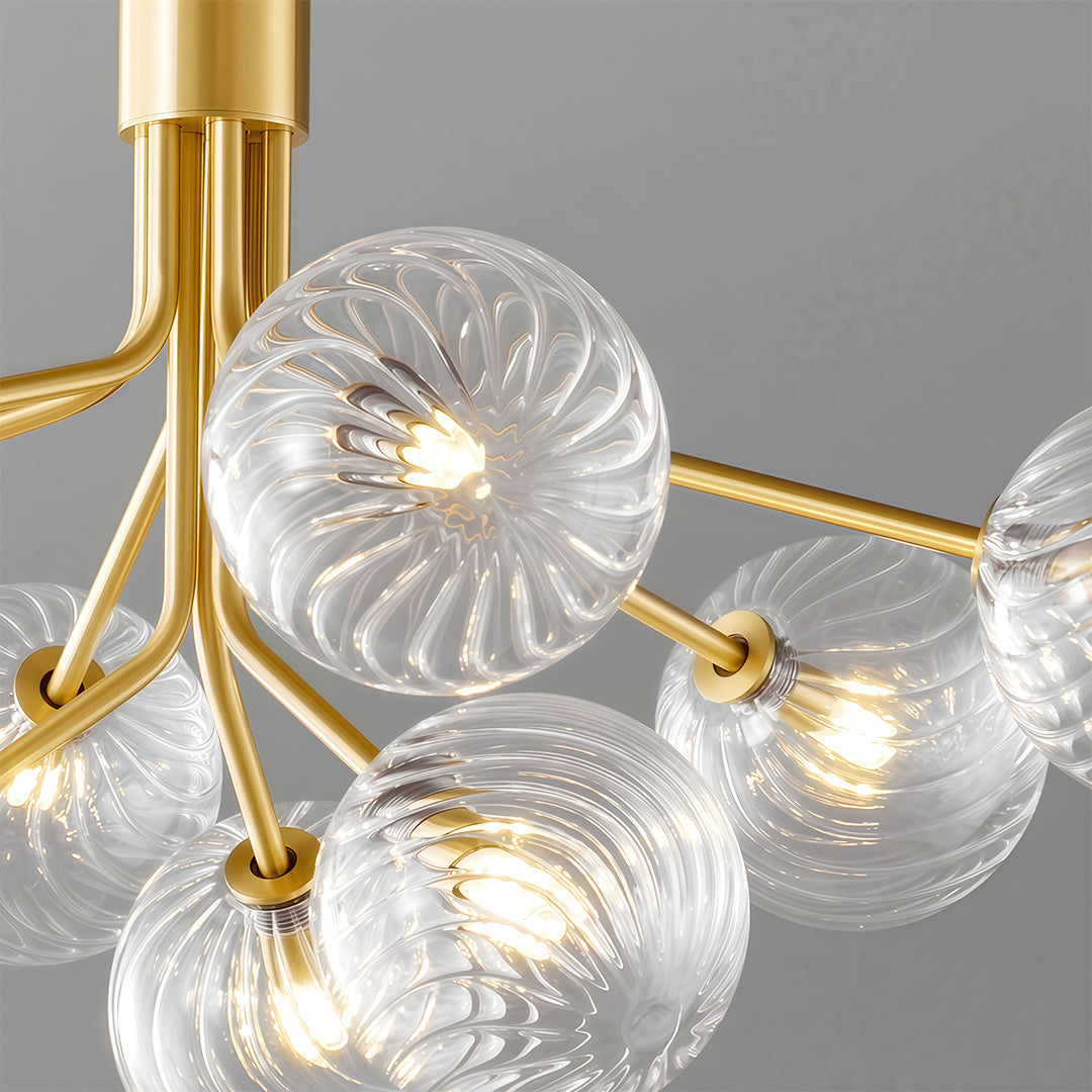 Glass Ball Chandelier — Solid Copper, G9, 9-, 12-, or 18-Light, Copper / Nickel / Black